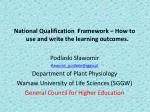National Qualification Framework – How to use and write the learning outcomes. Podlaski Sławomir - slide 1