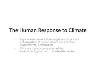 The Human Response to Climate