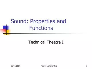 Sound: Properties and 				Functions