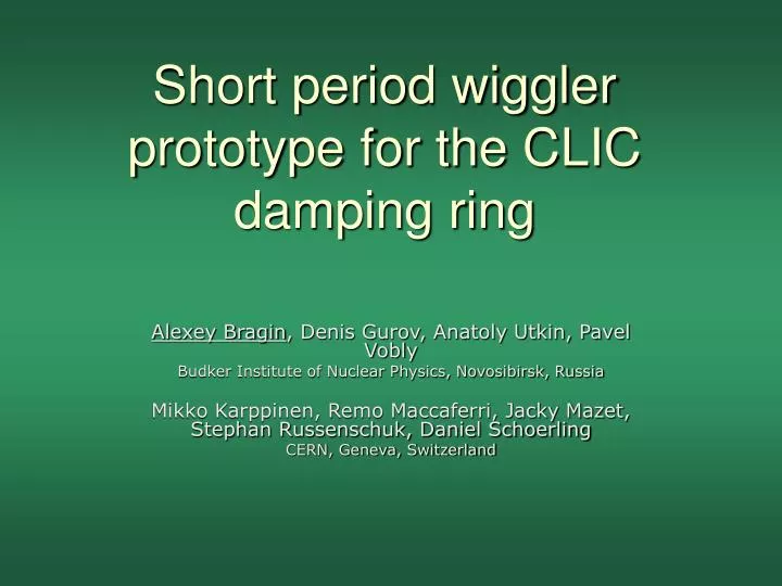 short period wiggler prototype for the clic damping ring