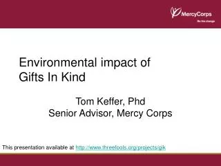 Environmental impact of Gifts In Kind
