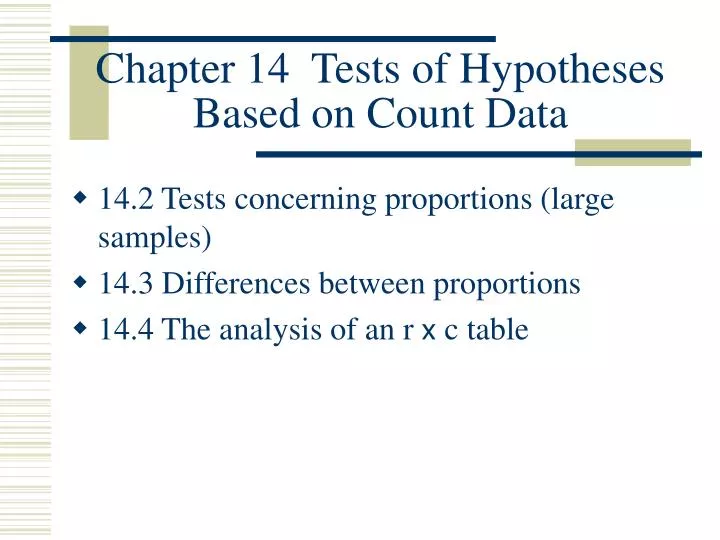 chapter 14 tests of hypotheses based on count data