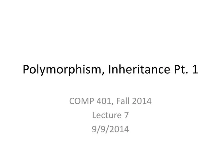polymorphism inheritance pt 1
