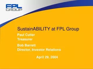 SustainABILITY at FPL Group