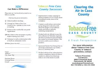 Tobacco Free Cass County Successes