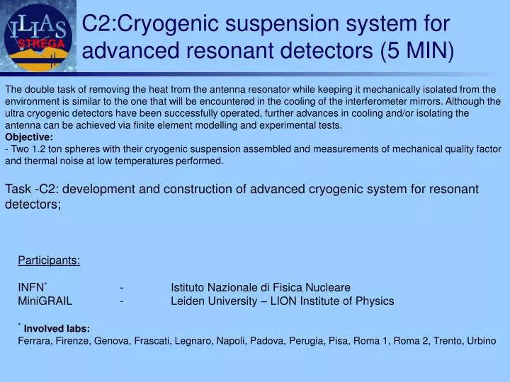 c2 cryogenic suspension system for advanced resonant detectors 5 min