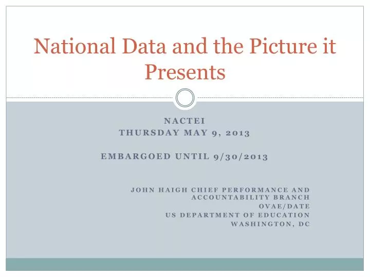 national data and the picture it presents