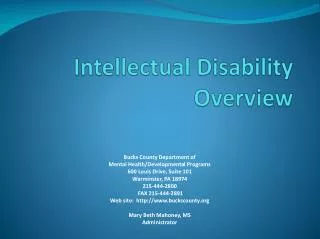 Intellectual Disability Overview