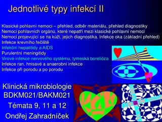 jednotliv typy infekc ii