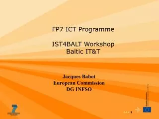 FP7 ICT Programme IST4BALT Workshop Baltic IT&amp;T