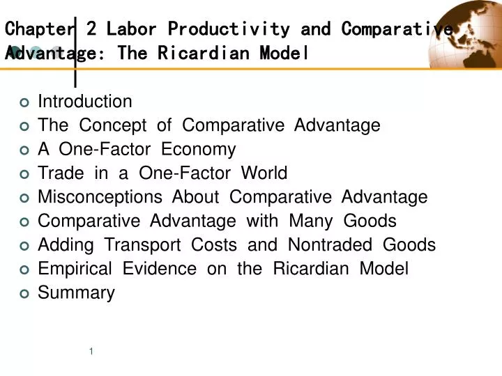 chapter 2 labor productivity and comparative advantage the ricardian model