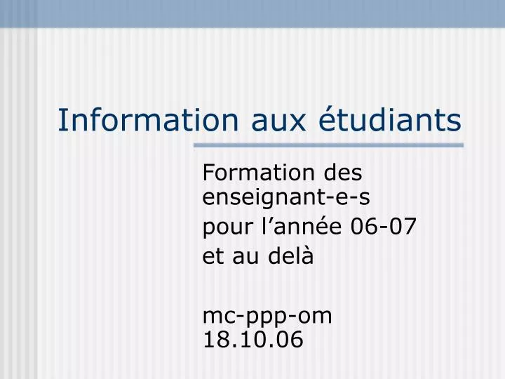 information aux tudiants