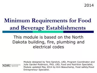 Minimum Requirements for Food and Beverage Establishments