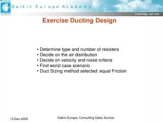 Exercise Ducting Design