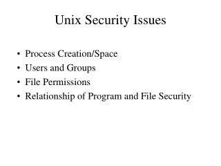 Unix Security Issues