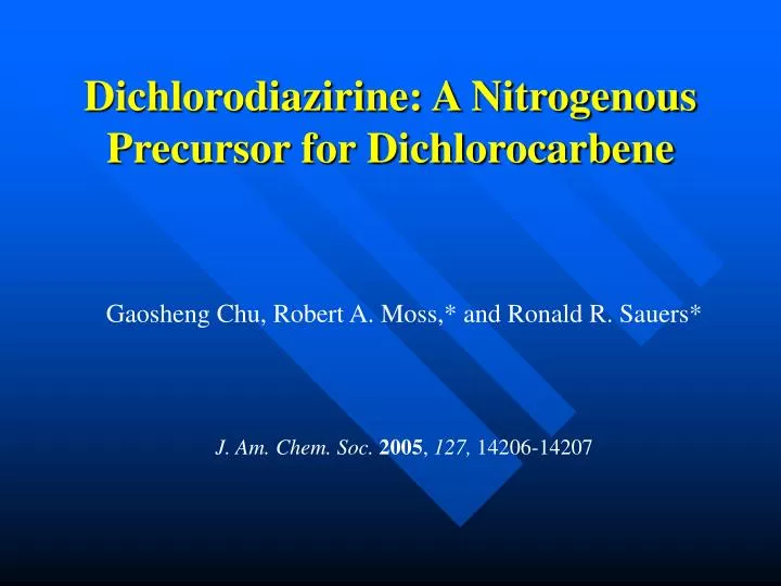 dichlorodiazirine a nitrogenous precursor for dichlorocarbene