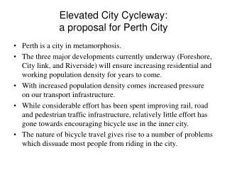 Elevated City Cycleway: a proposal for Perth City