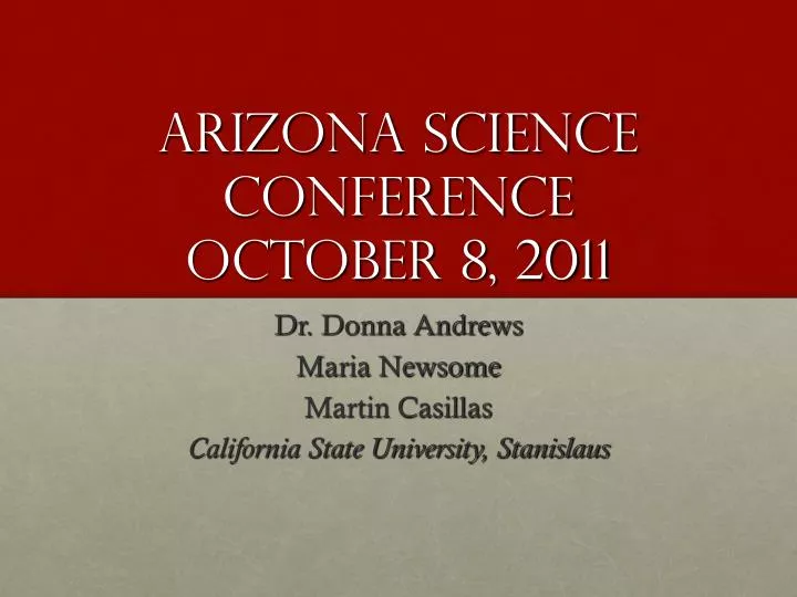 arizona science conference october 8 2011