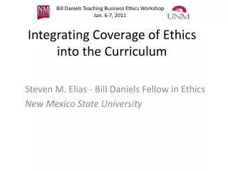 Integrating Coverage of Ethics into the Curriculum