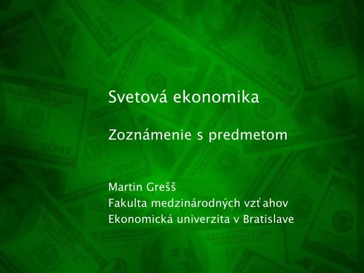 svetov ekonomika zozn menie s predmetom