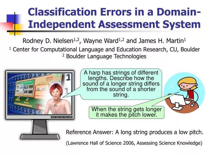 classification errors in a domain independent assessment system