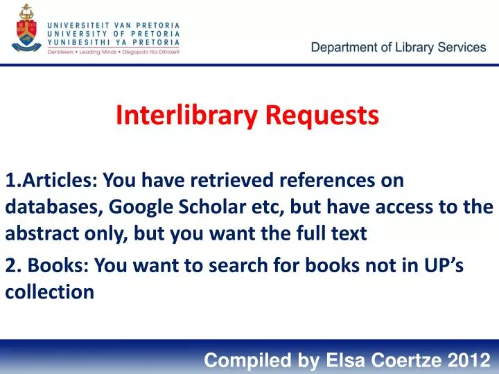 interlibrary requests