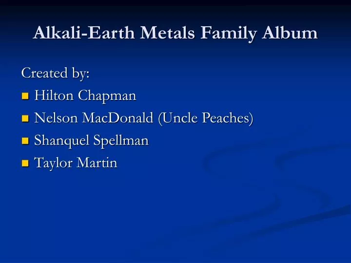 alkali earth metals family album