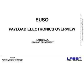 EUSO PAYLOAD ELECTRONICS OVERVIEW