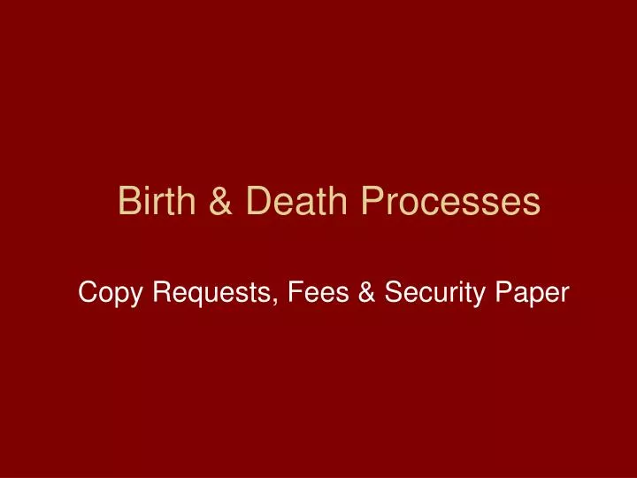 birth death processes