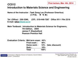 CC512 Introduction to Materials Science and Engineering