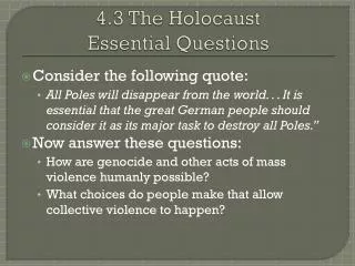 4.3 The Holocaust Essential Questions