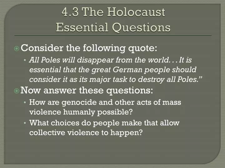 4 3 the holocaust essential questions