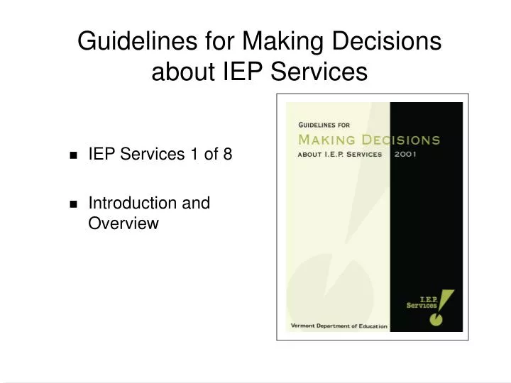 guidelines for making decisions about iep services
