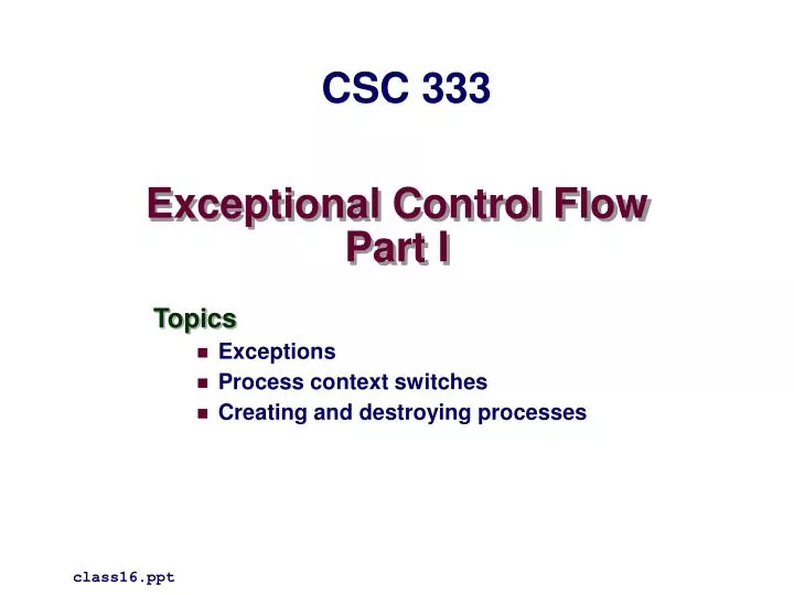 exceptional control flow part i