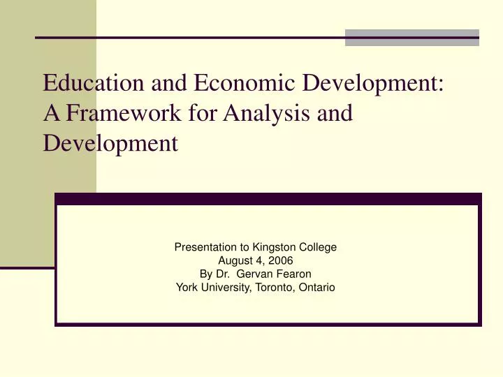 education and economic development a framework for analysis and development