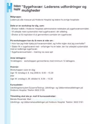 sygefrav r lederens udfordringer og muligheder