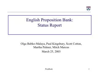 English Proposition Bank: Status Report