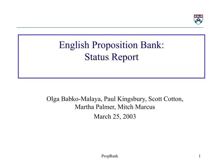 english proposition bank status report
