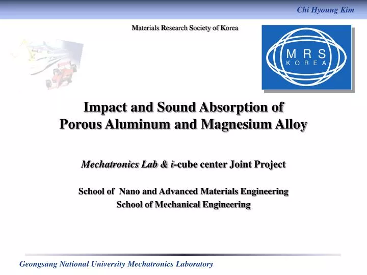 impact and sound absorption of porous aluminum and magnesium alloy
