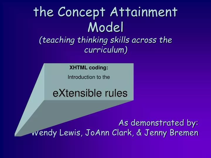 the concept attainment model teaching thinking skills across the curriculum