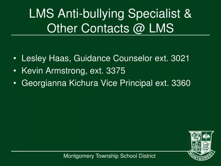 lms anti bullying specialist other contacts @ lms