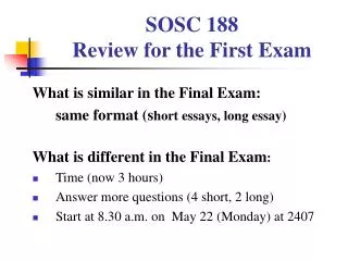 SOSC 188 Review for the First Exam