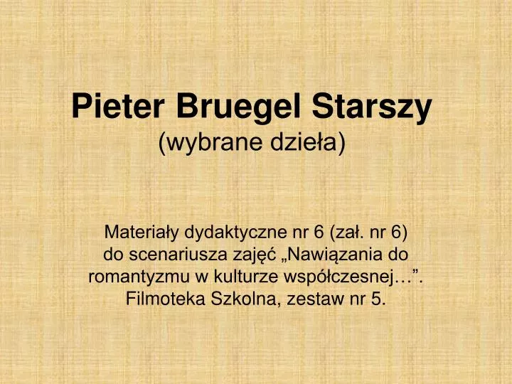 pieter bruegel starszy wybrane dzie a