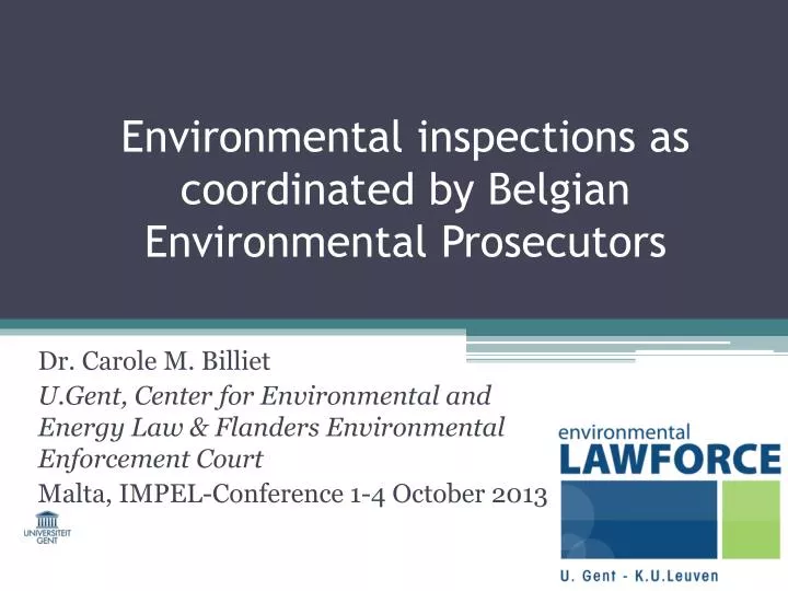 environmental inspections as coordinated by belgian environmental prosecutors