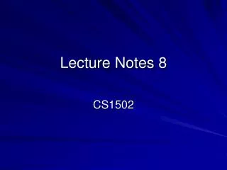 Lecture Notes 8