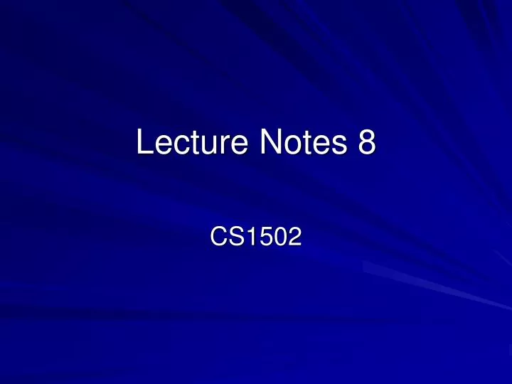 lecture notes 8