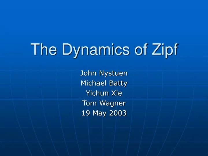 the dynamics of zipf