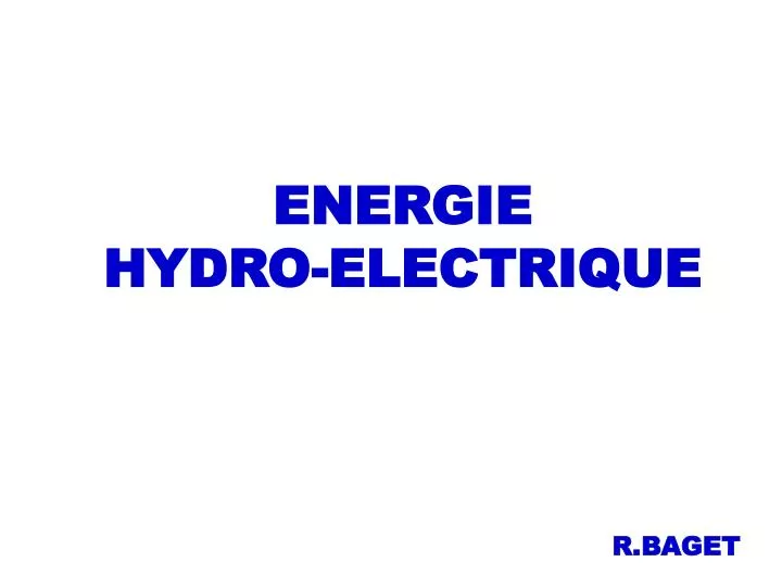 energie hydro electrique