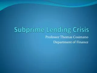 Subprime Lending Crisis