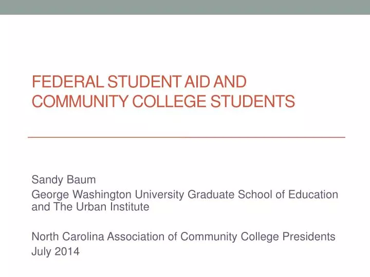 federal student aid and community college students